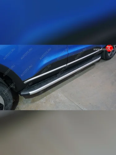 Пороги алюминиевые с пластиковой накладкой ТСС Тюнинг (серые) Kaiyi X3 Pro (2023-2025)