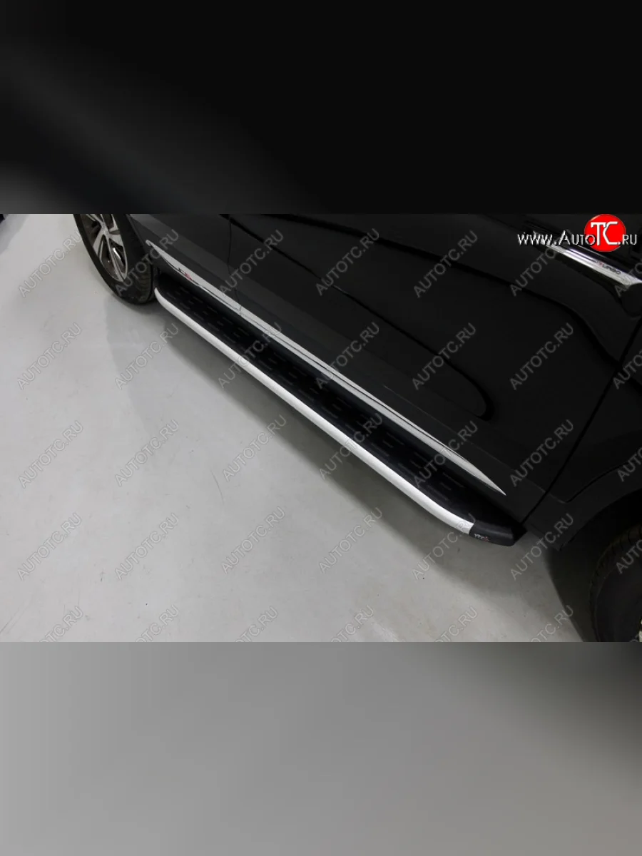 Пороги алюминиевые с пластиковой накладкой ТСС Тюнинг Changan CS75 1-ый рестайлинг (2018-2022) (серые)  в Перми Пермском крае