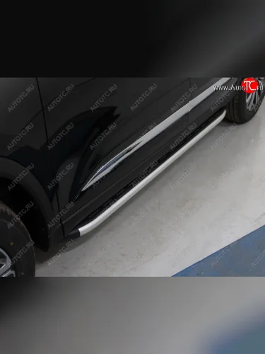 Пороги алюминиевые с пластиковой накладкой кроме F-Sport ТСС Тюнинг (серые) Lexus LX570 J200 дорестайлинг (2007-2012)