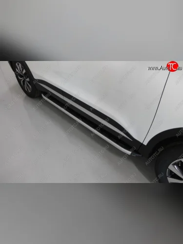 Пороги алюминиевые с пластиковой накладкой ТСС Тюнинг (серые) Chery Tiggo 7 PRO (2019-2025)