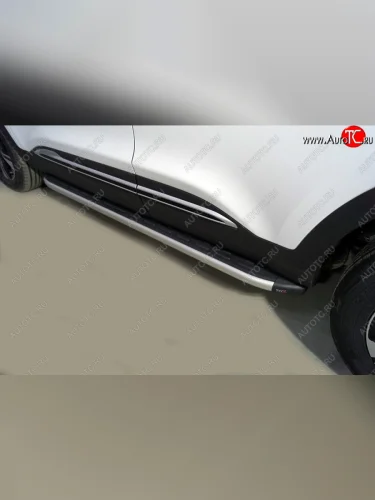 Пороги алюминиевые с пластиковой накладкой ТСС Тюнинг (серые) Chery Tiggo 4 Pro (2021-2025)