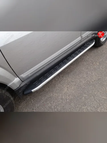 Пороги алюминиевые с пластиковой накладкой ТСС Тюнинг (серые) Great Wall Hover H3  рестайлинг (2014-2016)