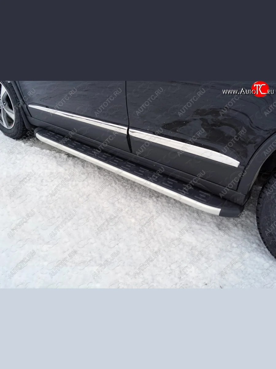 Пороги алюминиевые с пластиковой накладкой ТСС Тюнинг Haval H6 (2013-2020) (серые)  в Перми Пермском крае