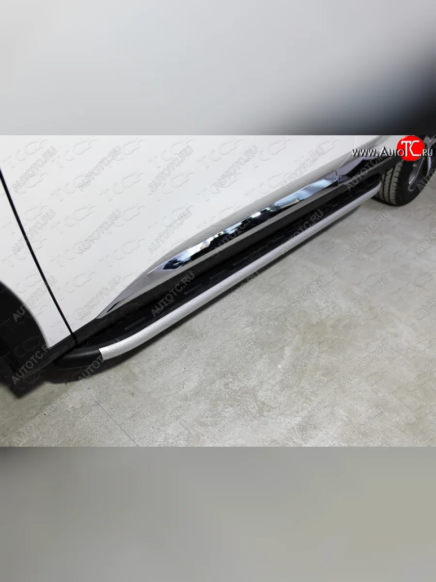 Пороги алюминиевые с пластиковой накладкой ТСС Тюнинг Haval F7  дорестайлинг (2018-2022) (серые)  в Самаре Самарской области