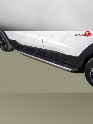 Пороги алюминиевые с пластиковой накладкой ТСС Тюнинг (серые) JAC JS4 (2021-2025)