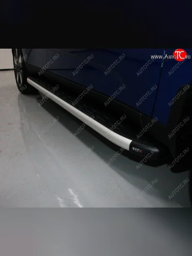 Пороги алюминиевые с пластиковой накладкой ТСС Тюнинг (серые) KIA Soul SK3 (2018-2022)