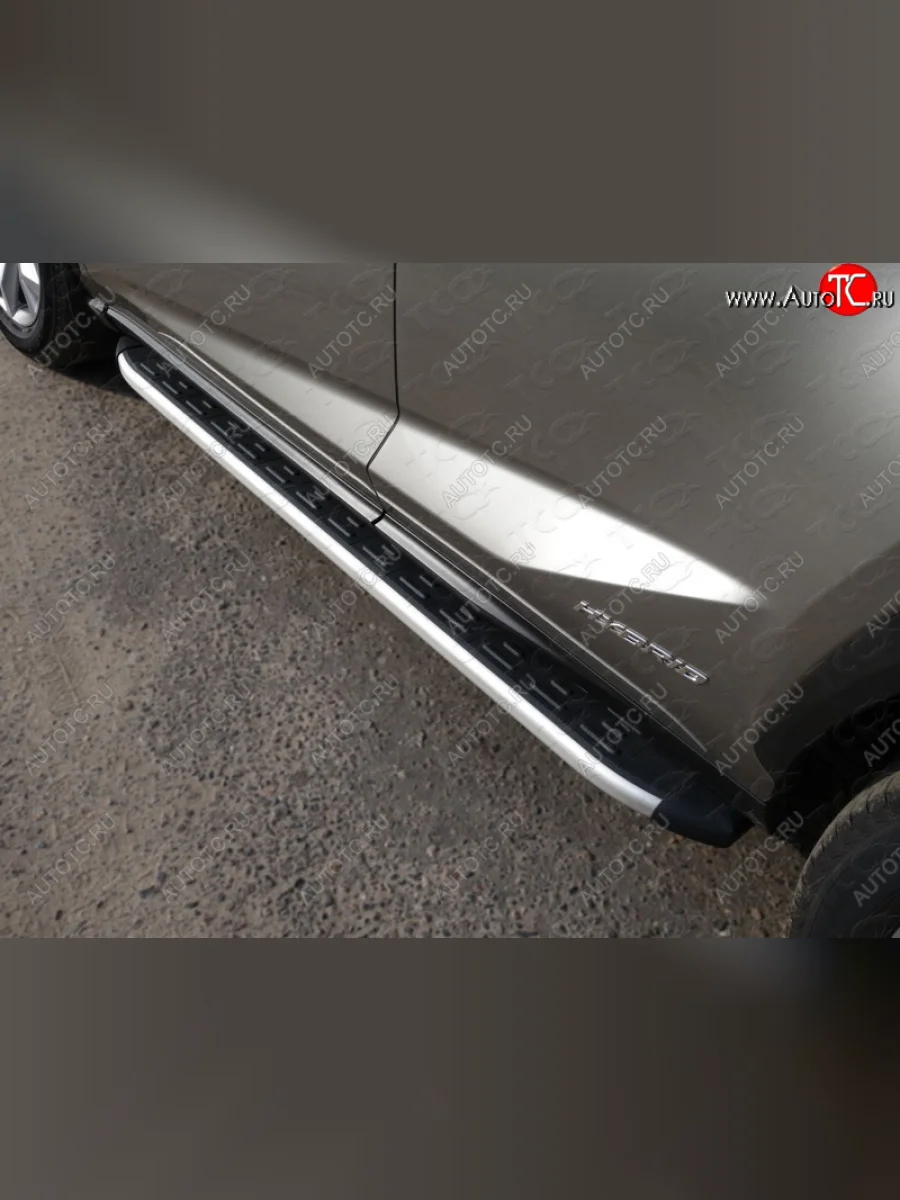 Пороги алюминиевые с пластиковой накладкой кроме F-Sport ТСС Тюнинг Lexus NX200 Z10 дорестайлинг (2014-2017) (серые)  в Перми Пермском крае