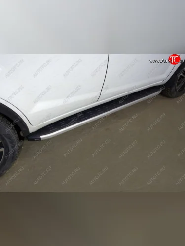 Пороги алюминиевые с пластиковой накладкой ТСС Тюнинг (серые) Lifan X60 2-ой рестайлинг (2016-2025)