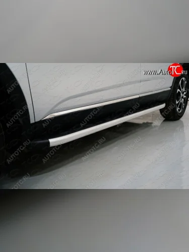 Пороги алюминиевые с пластиковой накладкой ТСС Тюнинг (серые) Renault Arkana (2019-2025)