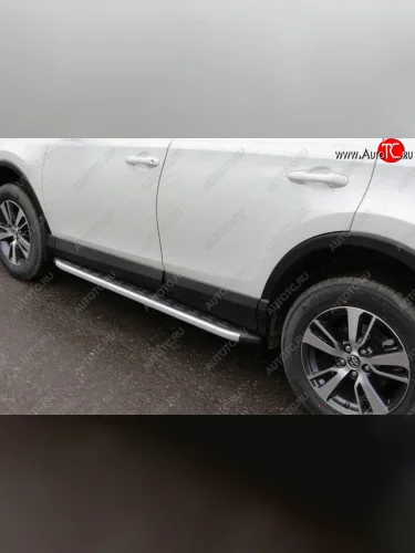 Пороги алюминиевые с пластиковой накладкой ТСС Тюнинг (серые) Toyota RAV4 XA40 5 дв. рестайлинг (2015-2019)