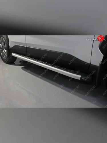 Пороги алюминиевые с пластиковой накладкой ТСС Тюнинг (серые) Toyota RAV4 XA50 5 дв. дорестайлинг (2018-2025)