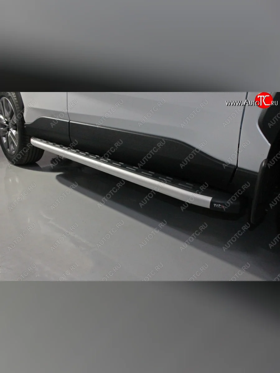 Пороги алюминиевые с пластиковой накладкой ТСС Тюнинг Toyota RAV4 XA50 5 дв. дорестайлинг (2018-2025) (серые)  в Самаре Самарской области