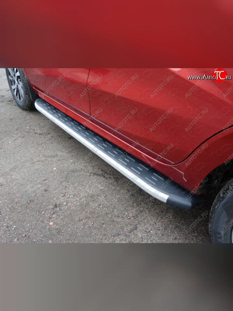 Пороги алюминиевые с пластиковой накладкой ТСС Тюнинг Лада ВАЗ XRAY (2016-2022) (серые)  в Самаре Самарской области