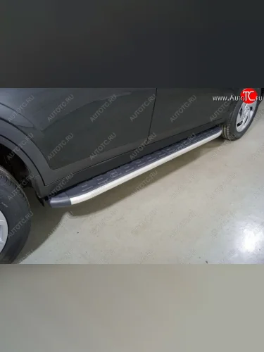 Пороги алюминиевые с пластиковой накладкой ТСС Тюнинг (серые) Haval Dargo (2022-2025)