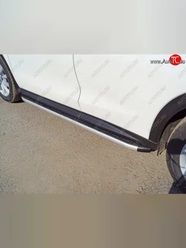 Пороги алюминиевые с пластиковой накладкой ТСС Тюнинг (серые) INFINITI Qx50 J55 (2017-2022)