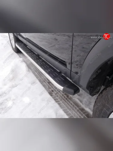 Пороги алюминиевые с пластиковой накладкой ТСС Тюнинг (серые) Land Rover Discovery 4 L319 (2009-2016)