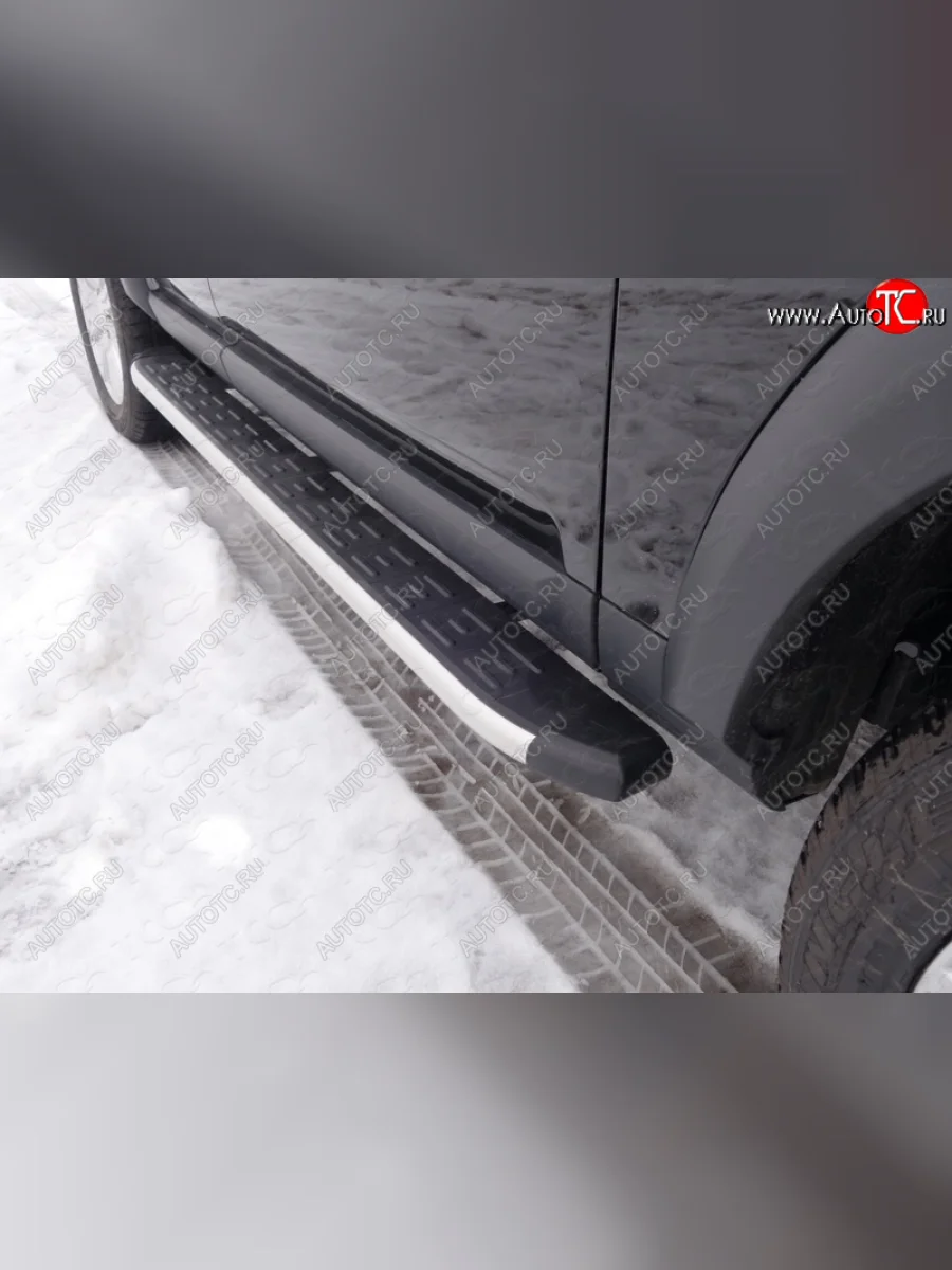 Пороги алюминиевые с пластиковой накладкой ТСС Тюнинг Land Rover Discovery 4 L319 (2009-2016) (серые)  в Самаре Самарской области
