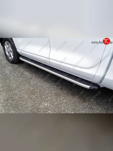 Пороги алюминиевые с пластиковой накладкой ТСС Тюнинг (серые) Changan Hunter Plus пикап (2022-2025)