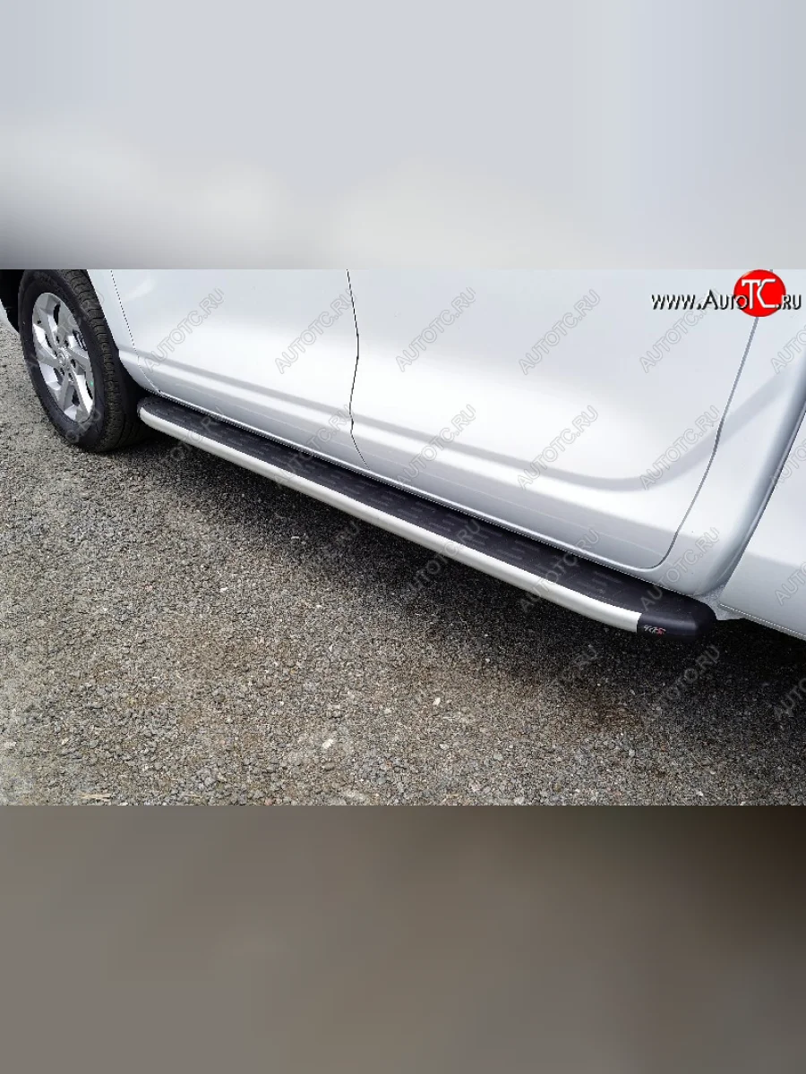 Пороги алюминиевые с пластиковой накладкой ТСС Тюнинг Changan Hunter Plus пикап (2022-2025) (серые)  в Воронеже Воронежской области