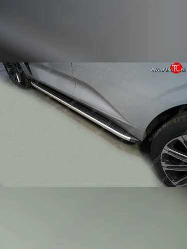 Пороги алюминиевые с пластиковой накладкой ТСС Тюнинг (серые) Changan UNI-K (2020-2025)