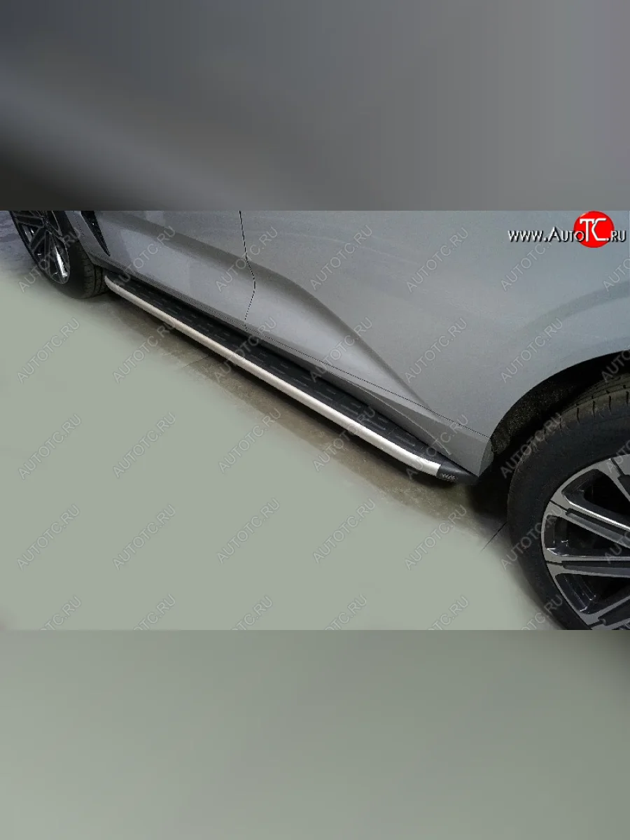 Пороги алюминиевые с пластиковой накладкой ТСС Тюнинг Changan UNI-K (2020-2025) (серые)  в Керчи Республика Крым