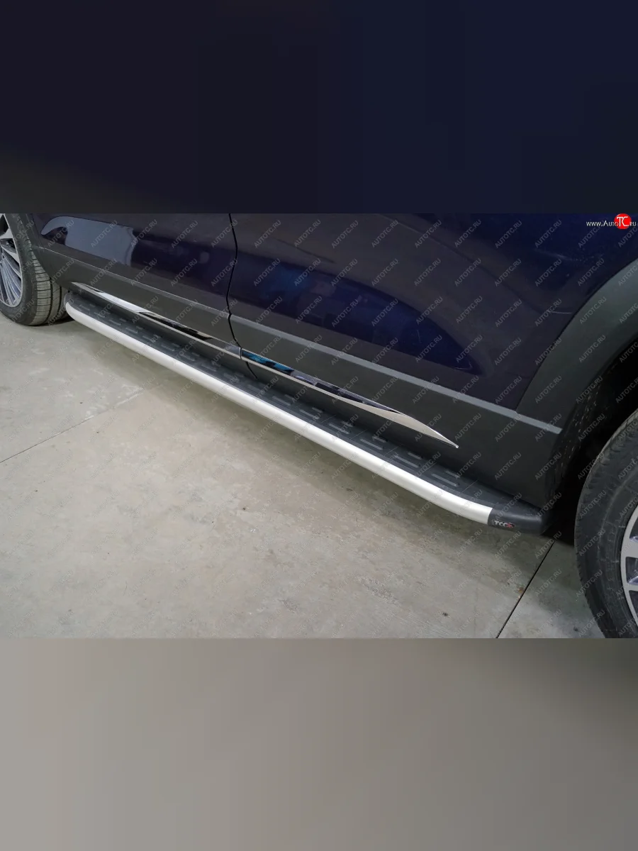 Пороги алюминиевые с пластиковой накладкой ТСС Тюнинг Jetour X90 Plus (2021-2025) (серые)  в Керчи Республика Крым