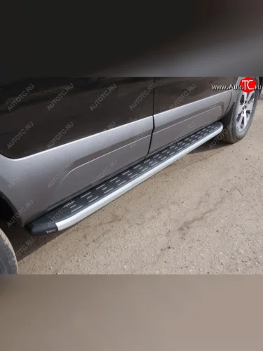 Пороги алюминиевые с пластиковой накладкой ТСС Тюнинг (серые) KIA Mohave HM2 (2019-2022)