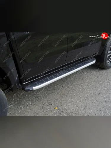 Пороги алюминиевые с пластиковой накладкой ТСС Тюнинг (серые) Dong Feng DF6 пикап (2022-2025)