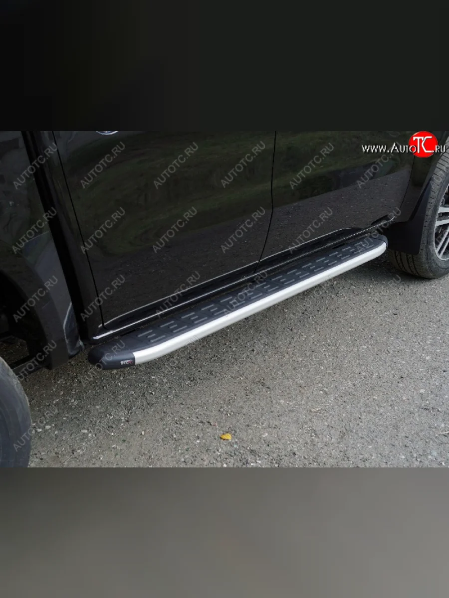 Пороги алюминиевые с пластиковой накладкой ТСС Тюнинг Dong Feng DF6 пикап (2022-2025) (серые)  в Перми Пермском крае