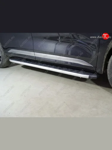 Пороги алюминиевые с пластиковой накладкой ТСС Тюнинг (серые) EXEED VX дорестайлинг (2020-2023)