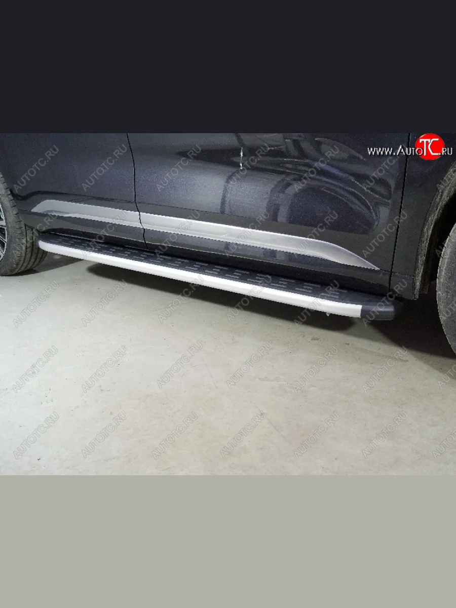 Пороги алюминиевые с пластиковой накладкой ТСС Тюнинг EXEED VX дорестайлинг (2020-2023) (серые)  в Воронеже Воронежской области