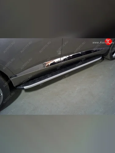 Пороги алюминиевые с пластиковой накладкой ТСС Тюнинг (серые) GENESIS GV80 1 JK1 дорестайлинг (2020-2022)