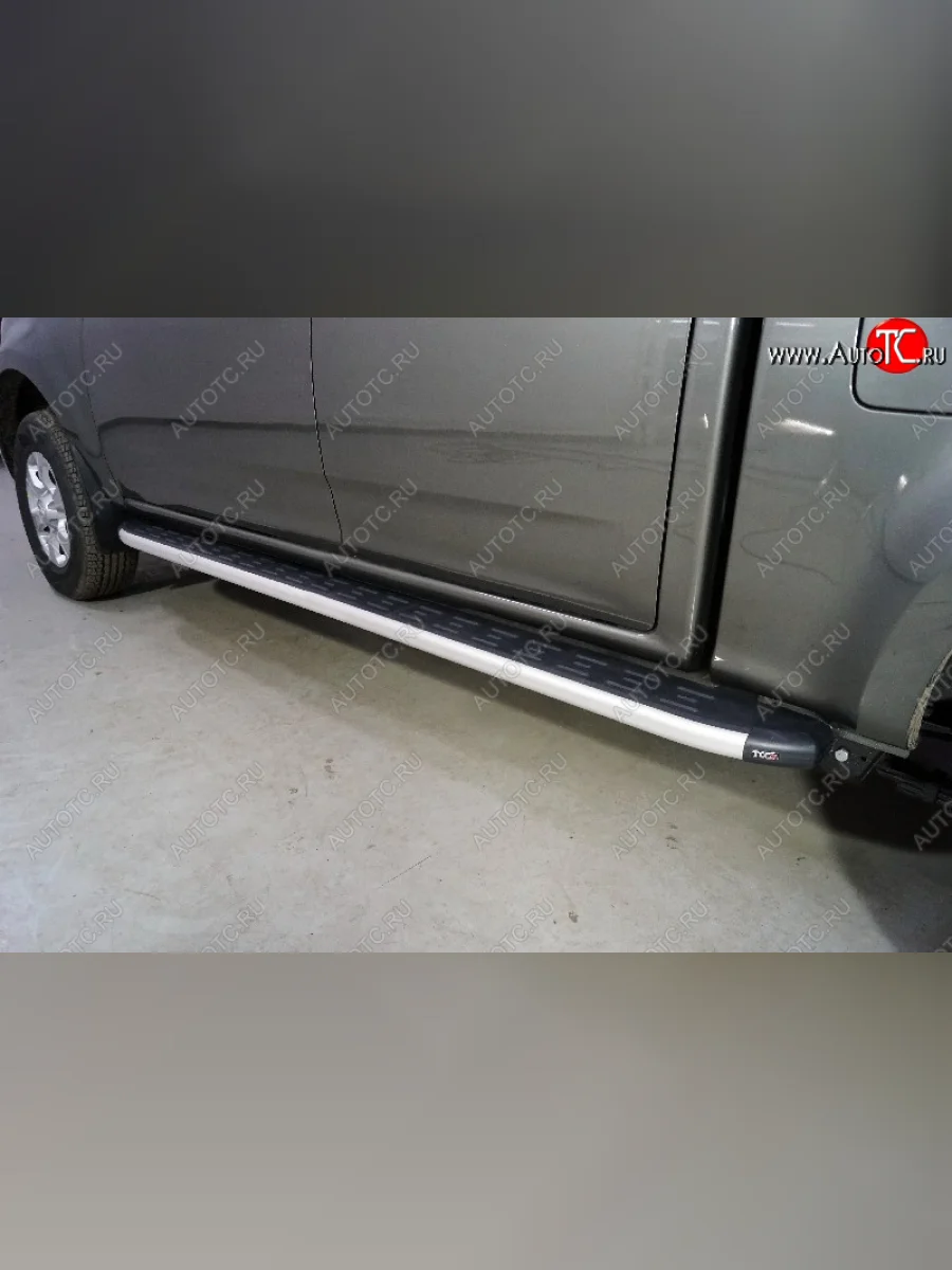 Пороги алюминиевые с пластиковой накладкой ТСС Тюнинг Great Wall Wingle 7 пикап (2018-2023) (серые)  в Керчи Республика Крым