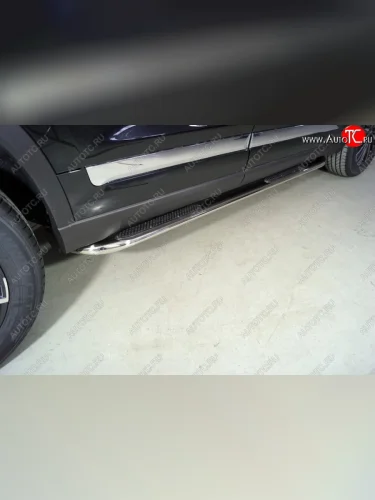 Пороги овальные гнутые с накладкой 75х42 мм ТСС Тюнинг (серые) Chery Tiggo 8 PRO (2021-2025)