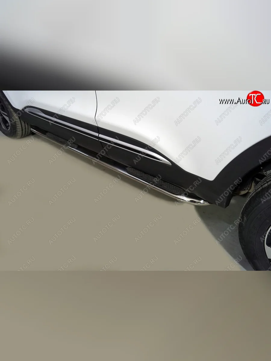 Пороги овальные гнутые с накладкой 75х42 мм ТСС Тюнинг Chery Tiggo 4 Pro (2021-2025) (серые)  в Воронеже Воронежской области