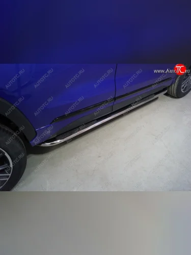 Пороги овальные гнутые с накладкой 75х42 мм ТСС Тюнинг (серые) EXEED LX 1-ый рестайлинг (2021-2025)