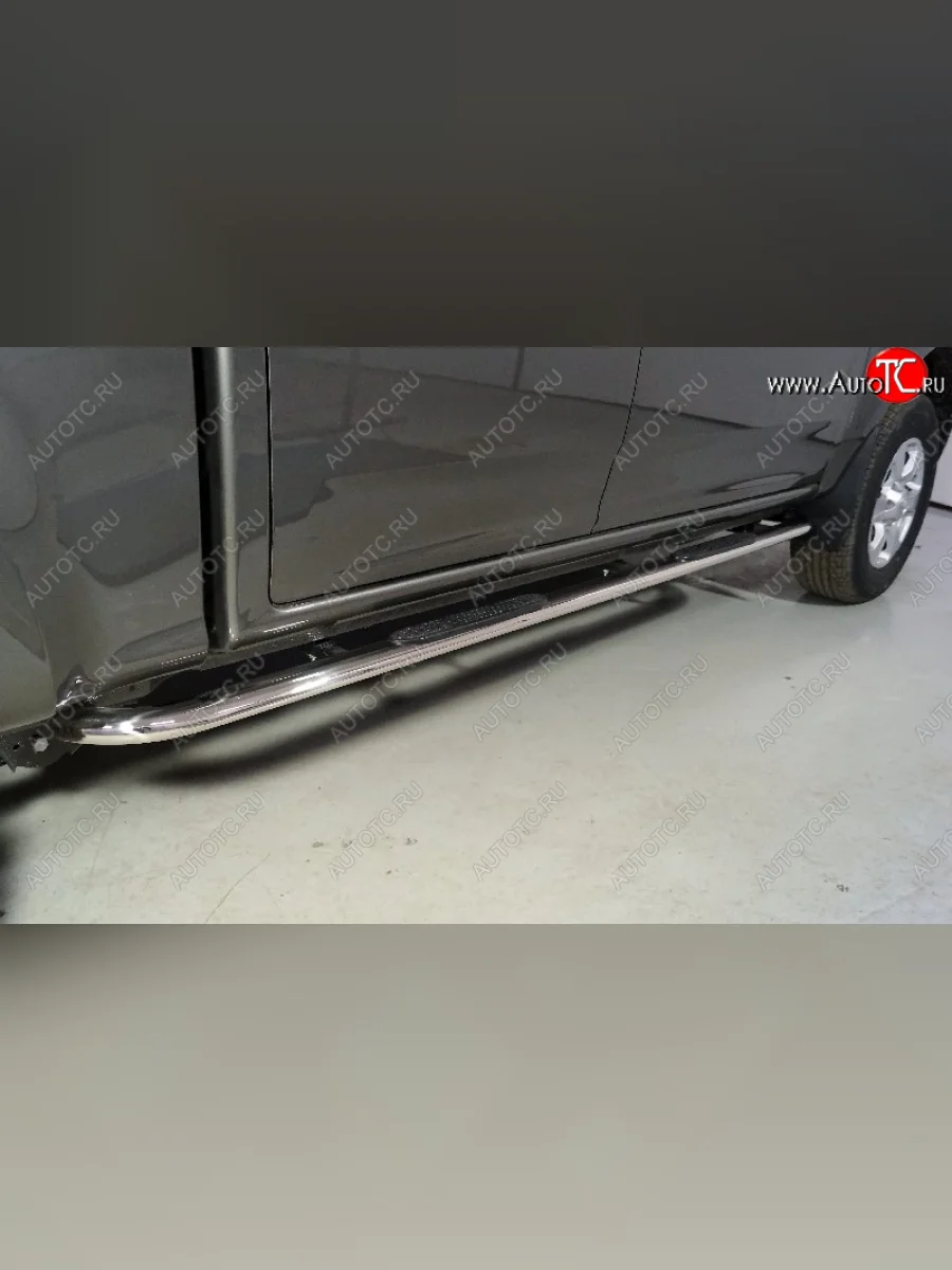 Пороги овальные гнутые с накладкой 75х42 мм ТСС Тюнинг Great Wall Wingle 7 пикап (2018-2023) (серые)  в Керчи Республика Крым