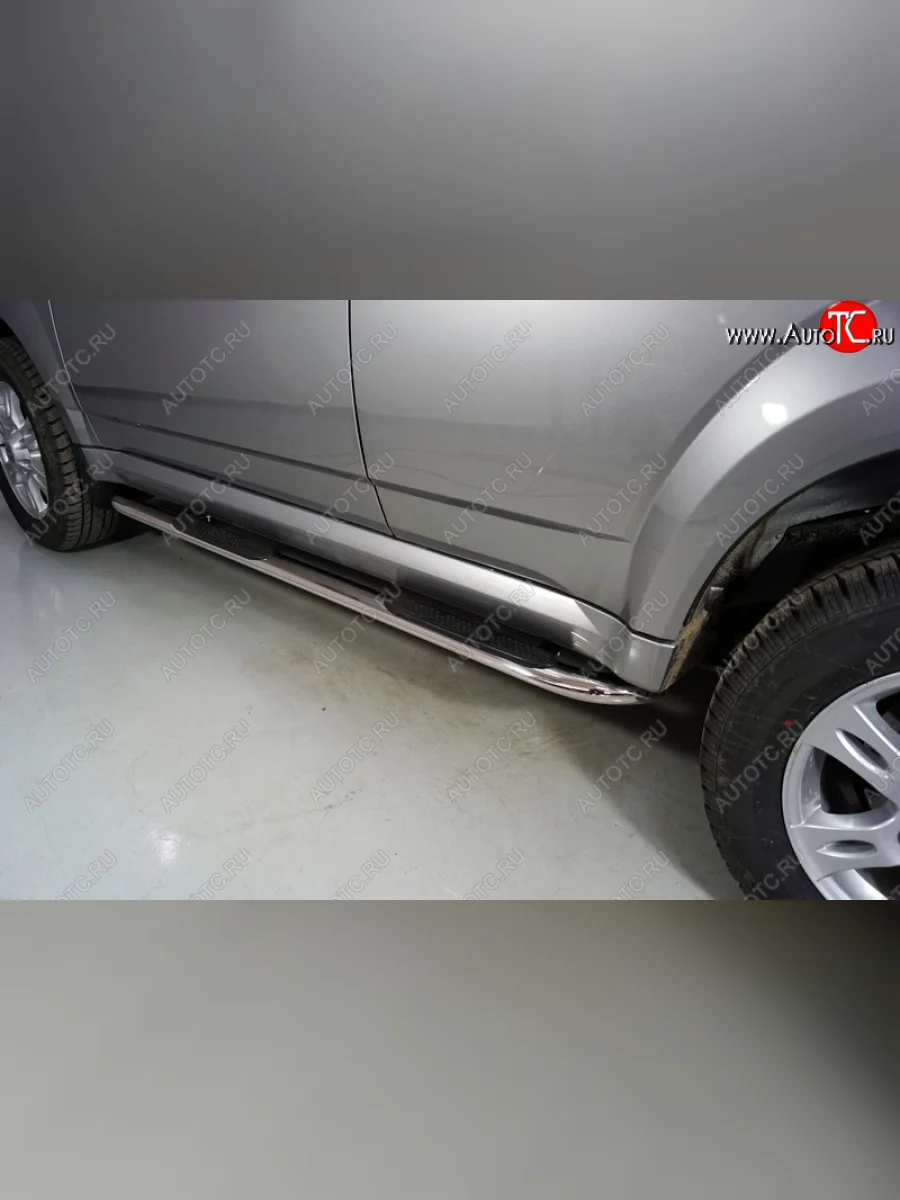 Пороги овальные гнутые с накладкой 75х42 мм Haval H5 рестайлинг (2020-2023) (серые)  в Самаре Самарской области