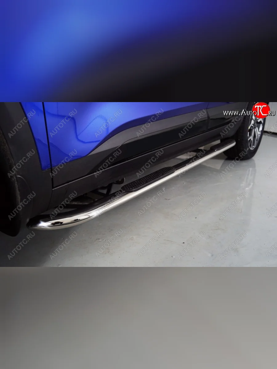 Пороги овальные гнутые с накладкой 75х42 мм KIA Seltos SP2 дорестайлинг (2019-2022) (серые)  в Самаре Самарской области