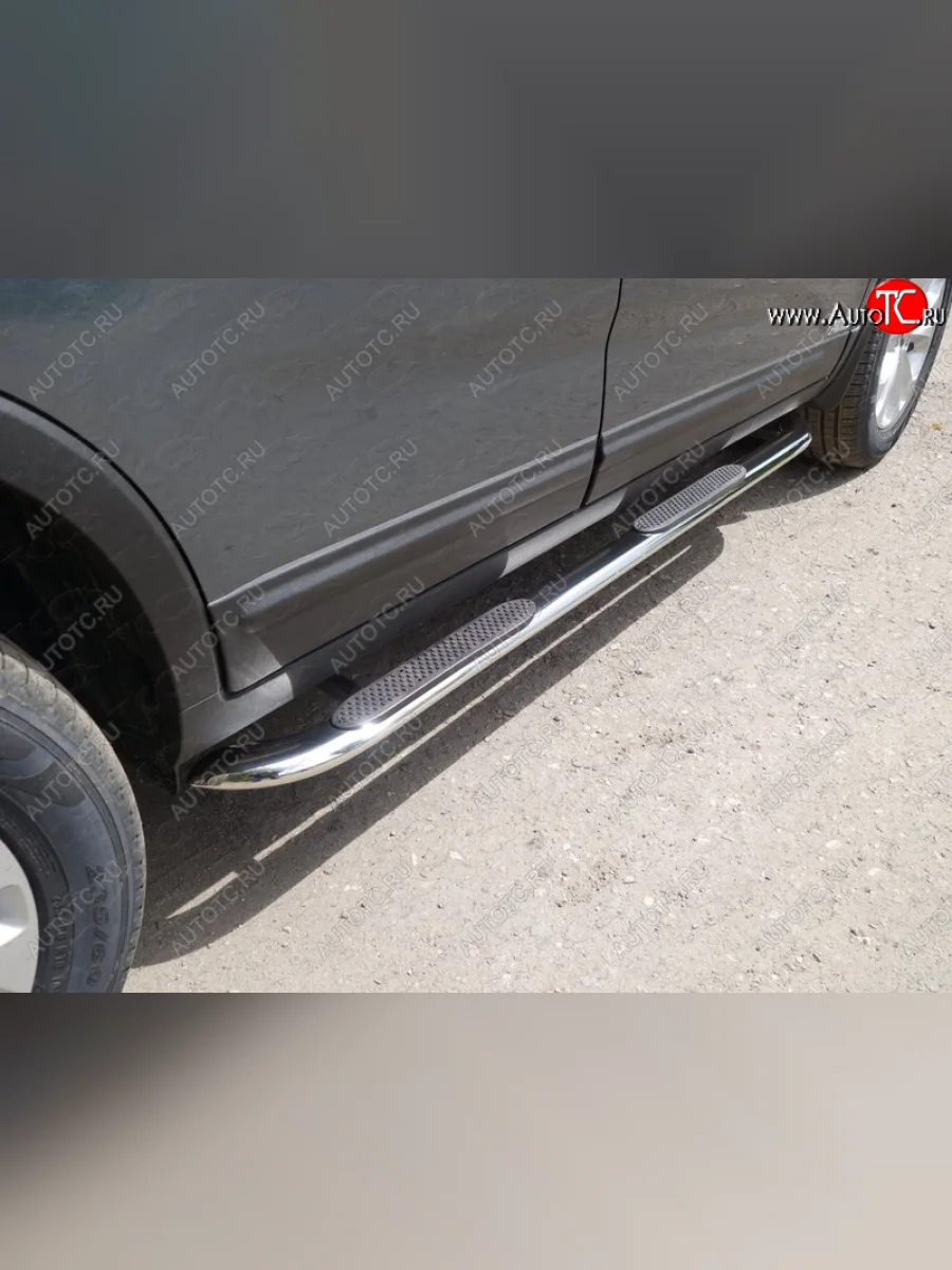 Пороги овальные гнутые с накладкой 75х42 мм KIA Sorento UM/Prime дорестайлинг (2014-2018) (серые)  с доставкой в г. Керчь