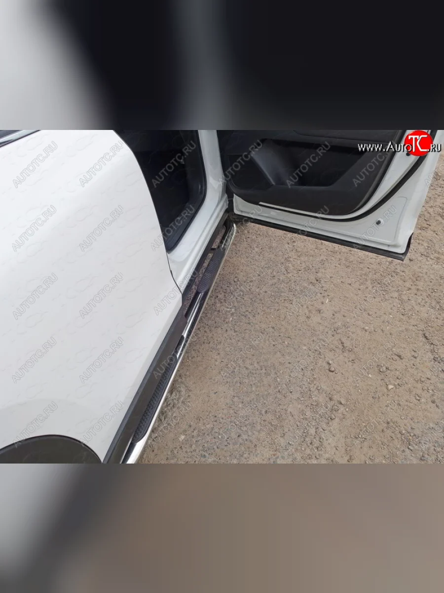 Пороги овальные гнутые с накладкой 75х42 мм Mazda CX-5 KF (2016-2025) (серые)  в Керчи Республика Крым