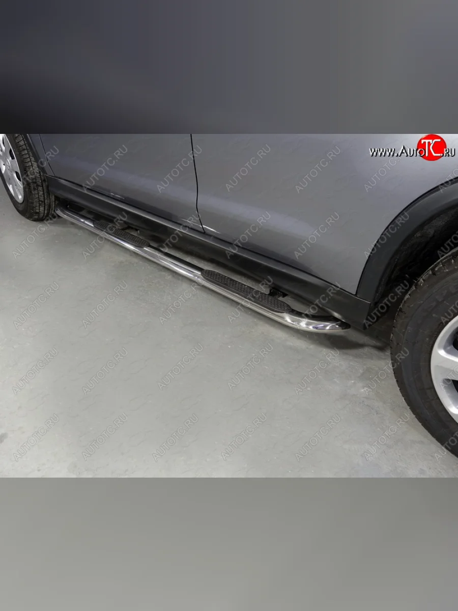 Пороги овальные гнутые с накладкой 75х42 мм Mitsubishi ASX 2-ой рестайлинг (2017-2020) (серые)  в Самаре Самарской области