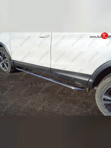 Пороги овальные гнутые с накладкой 75х42 мм ТСС Тюнинг (серые) Nissan Qashqai 2 J11 рестайлинг (2017-2022)