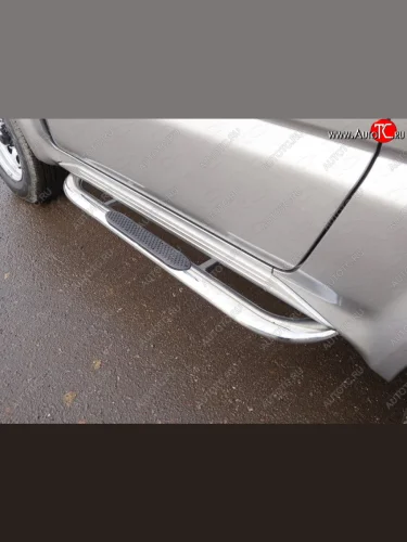 Пороги овальные гнутые с накладкой 75х42 мм ТСС Тюнинг (серые) Suzuki Jimny JB23/JB43 2-ой рестайлинг (2012-2018)