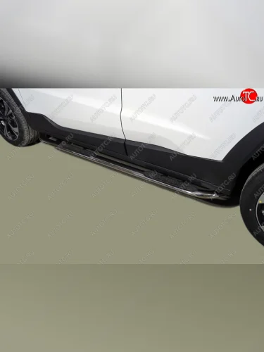 Пороги овальные гнутые с накладкой 75х42 мм ТСС Тюнинг (серые) Москвич 6 лифтбэк (2023-2025)