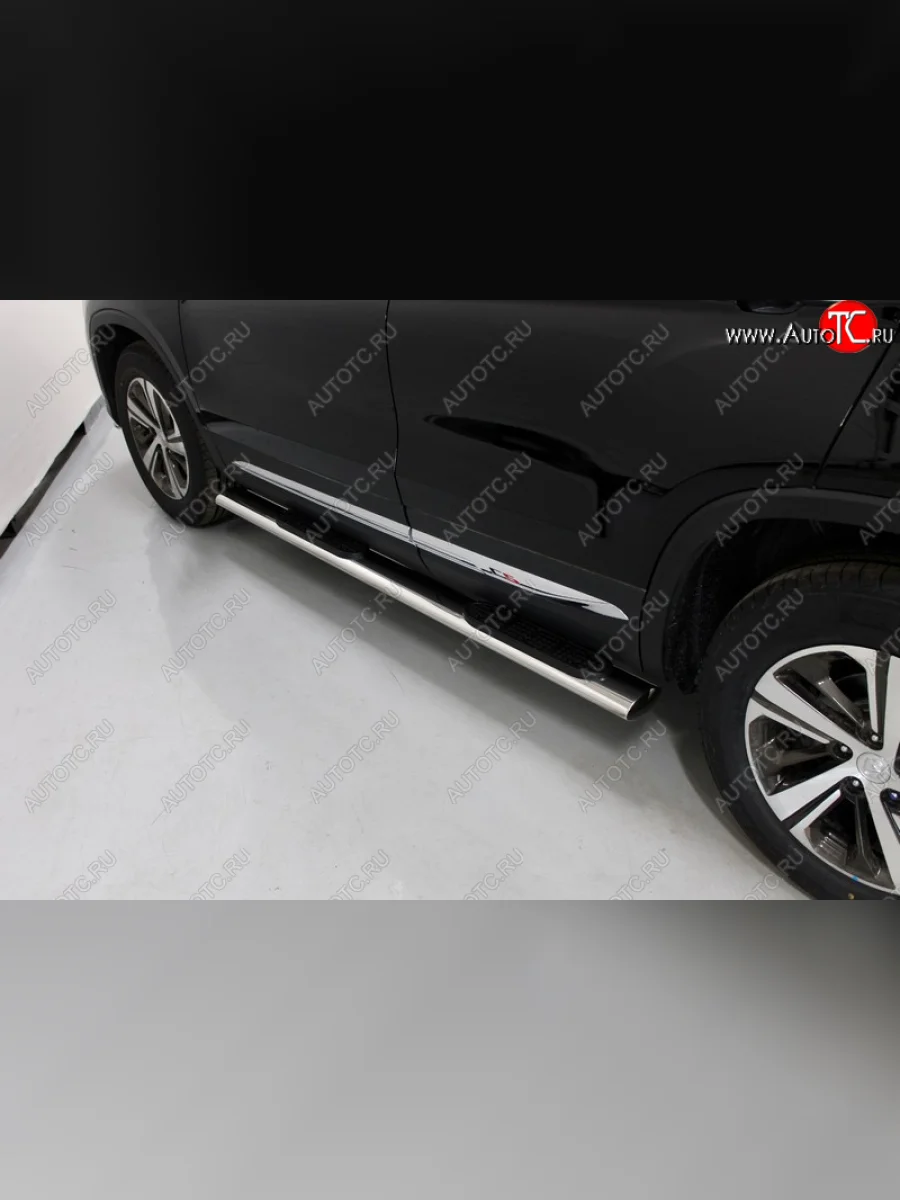 Пороги овальные с накладкой 120x60 мм ТСС Тюнинг Changan CS55 дорестайлинг (2017-2018) (серые)  в Перми Пермском крае