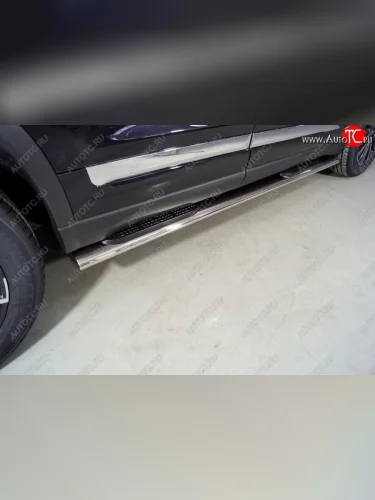 Пороги овальные с накладкой 120x60 мм ТСС Тюнинг (серые) Chery Tiggo 8 PRO (2021-2025)