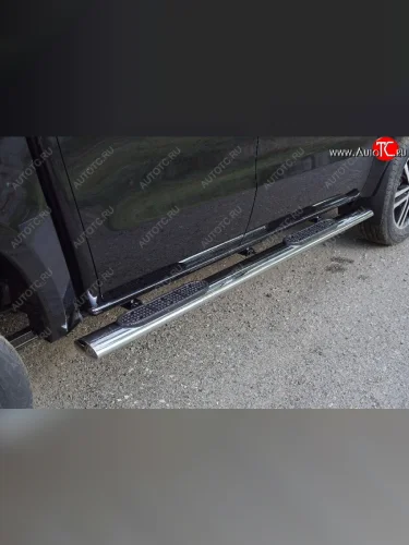 Пороги овальные с накладкой 120x60 мм ТСС Тюнинг (серые) Dong Feng DF6 пикап (2022-2025)