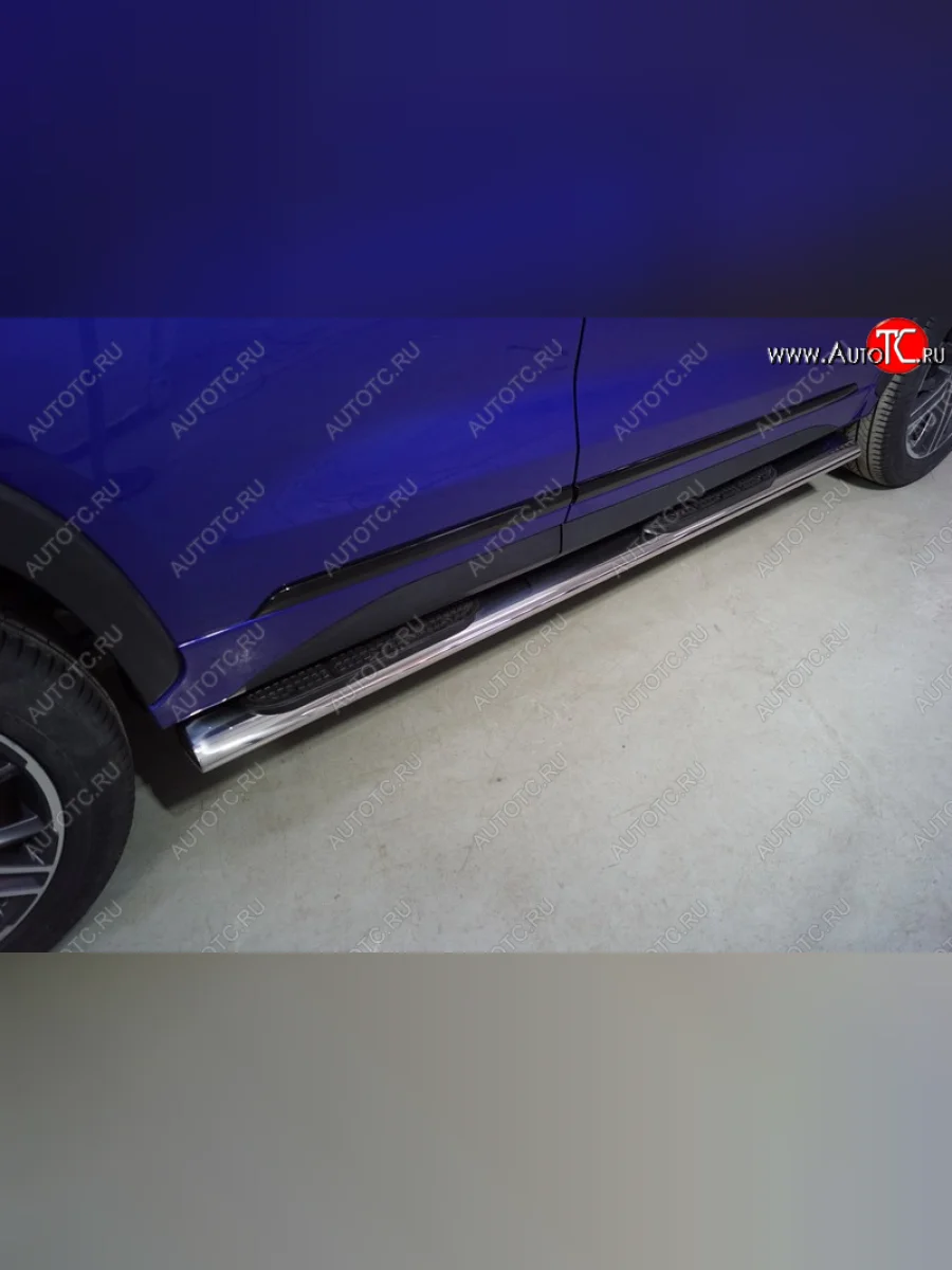 Пороги овальные с накладкой 120x60 мм ТСС Тюнинг EXEED LX 1-ый рестайлинг (2021-2025) (серые)  с доставкой в г. Керчь