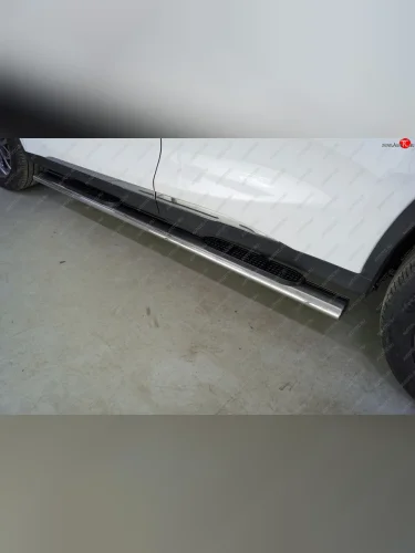 Пороги овальные с накладкой 120x60 мм ТСС Тюнинг (серые) EXEED TXL 1-ый рестайлинг (2021-2025)